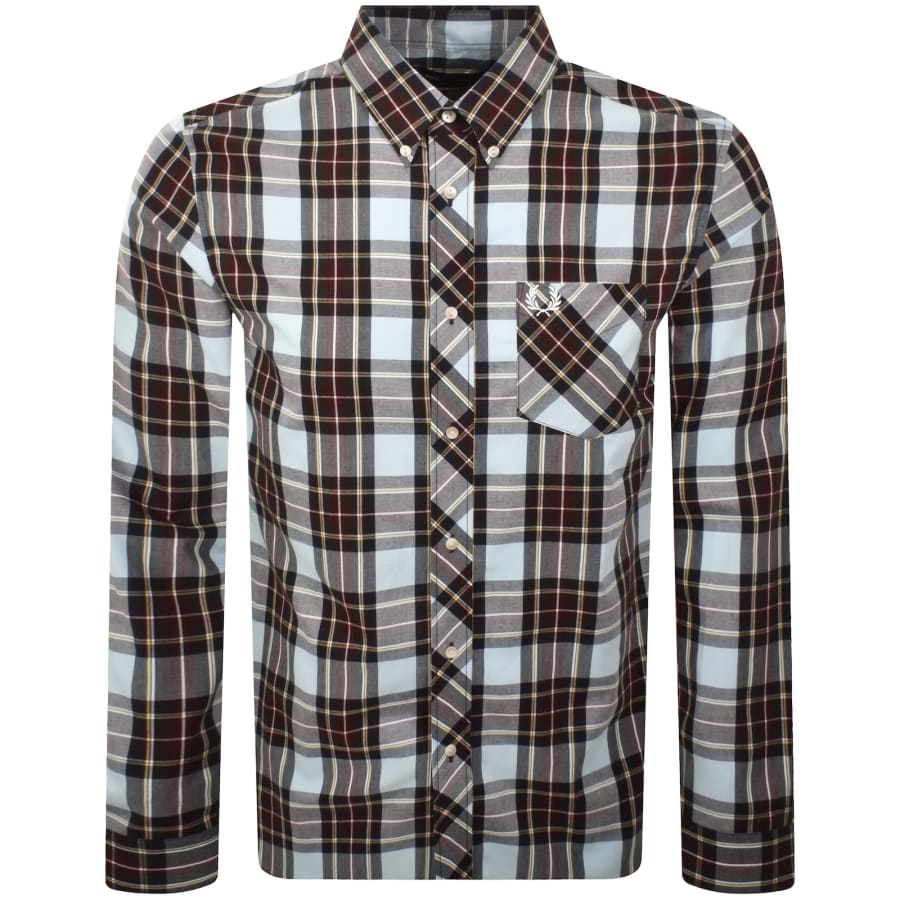 Fred Perry Long Sleeve Tartan Shirt Blue | Mainline Menswear x